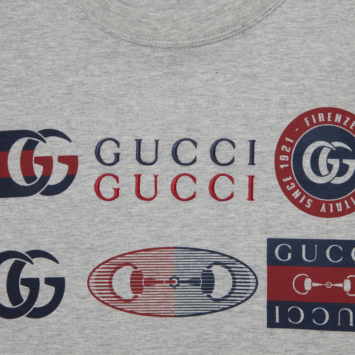 コットンジャージー プリント Tシャツ ・ライトグレー | GUCCI公式