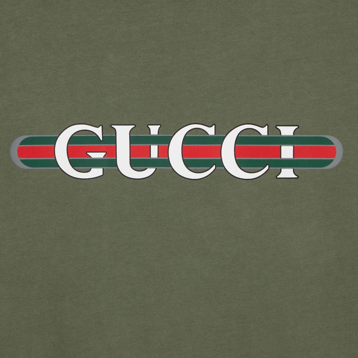 Heavy cotton jersey T-shirt with print in forest green | GUCCI® CA