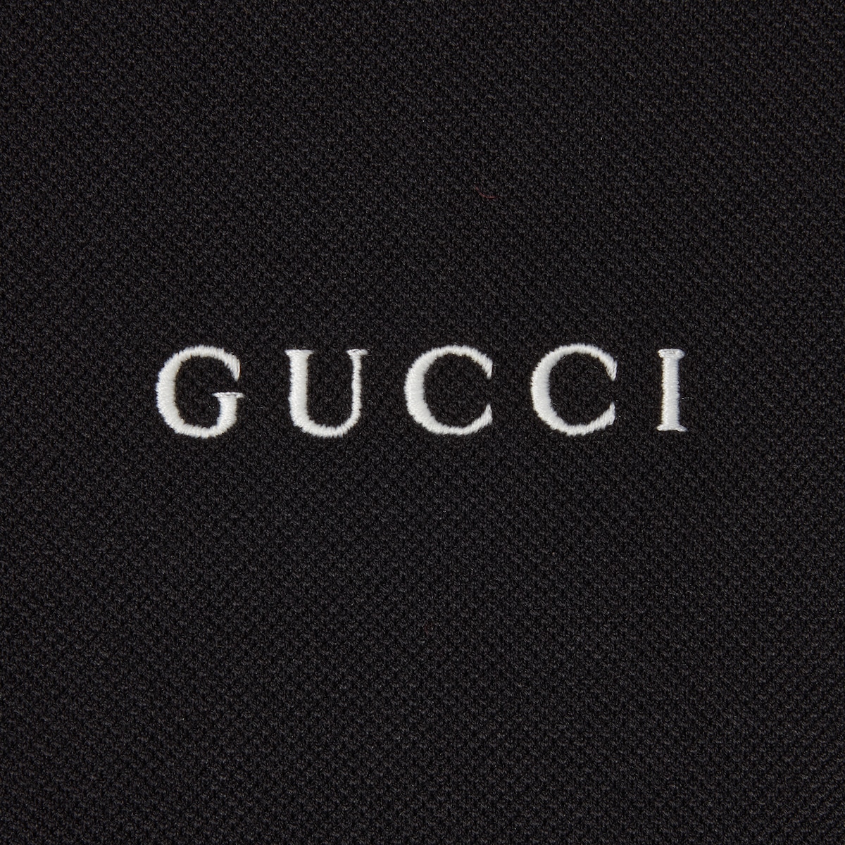Cotton piquet polo shirt with embroidery in black | GUCCI® US