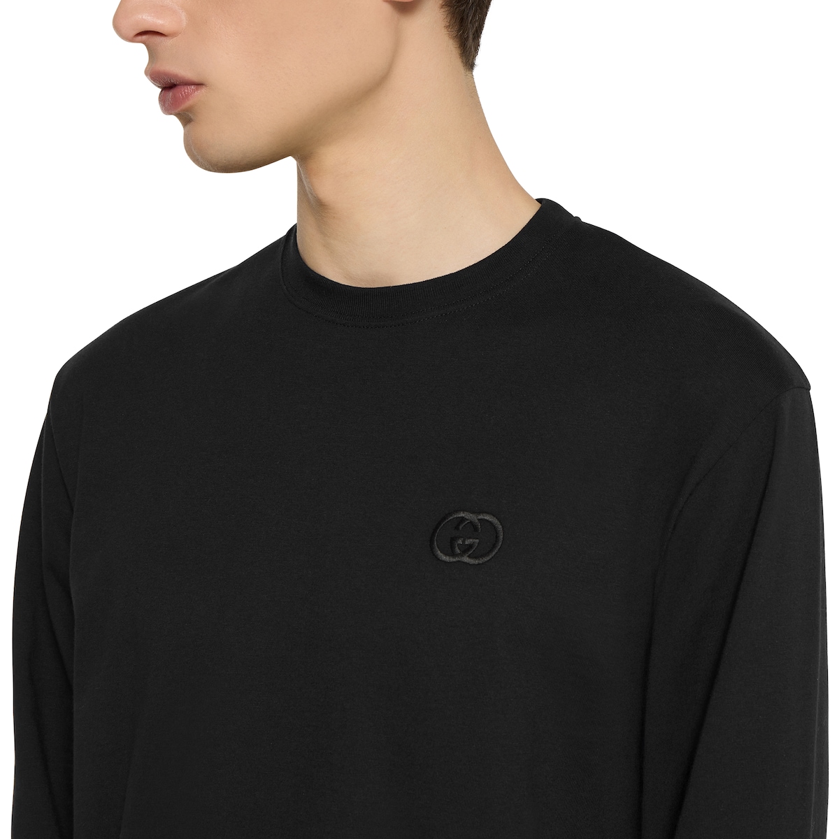 コットンジャージー ロングスリーブ Tシャツ ・ブラック | GUCCI公式