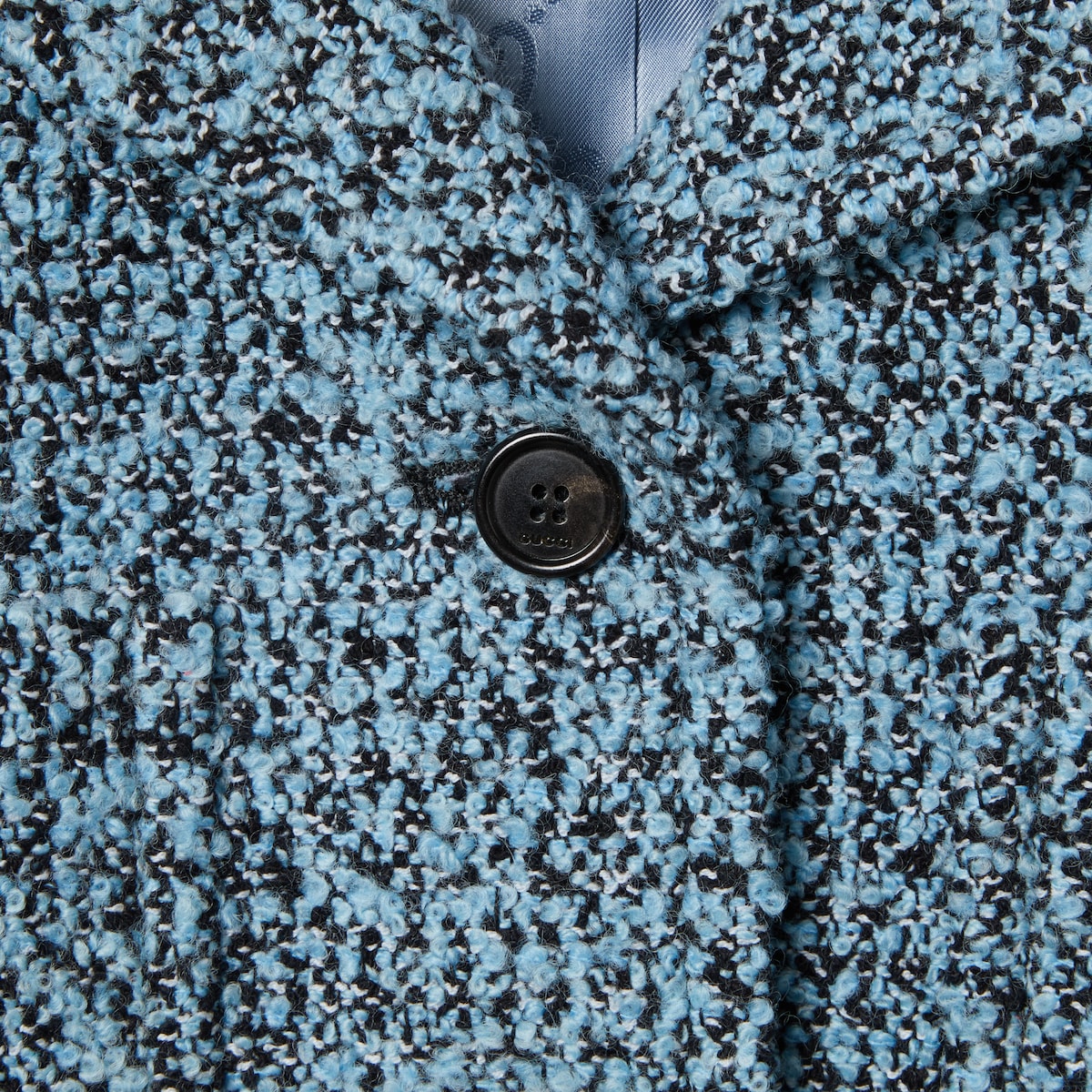 Wool cotton bouclé jacket in light blue and black | GUCCI® US