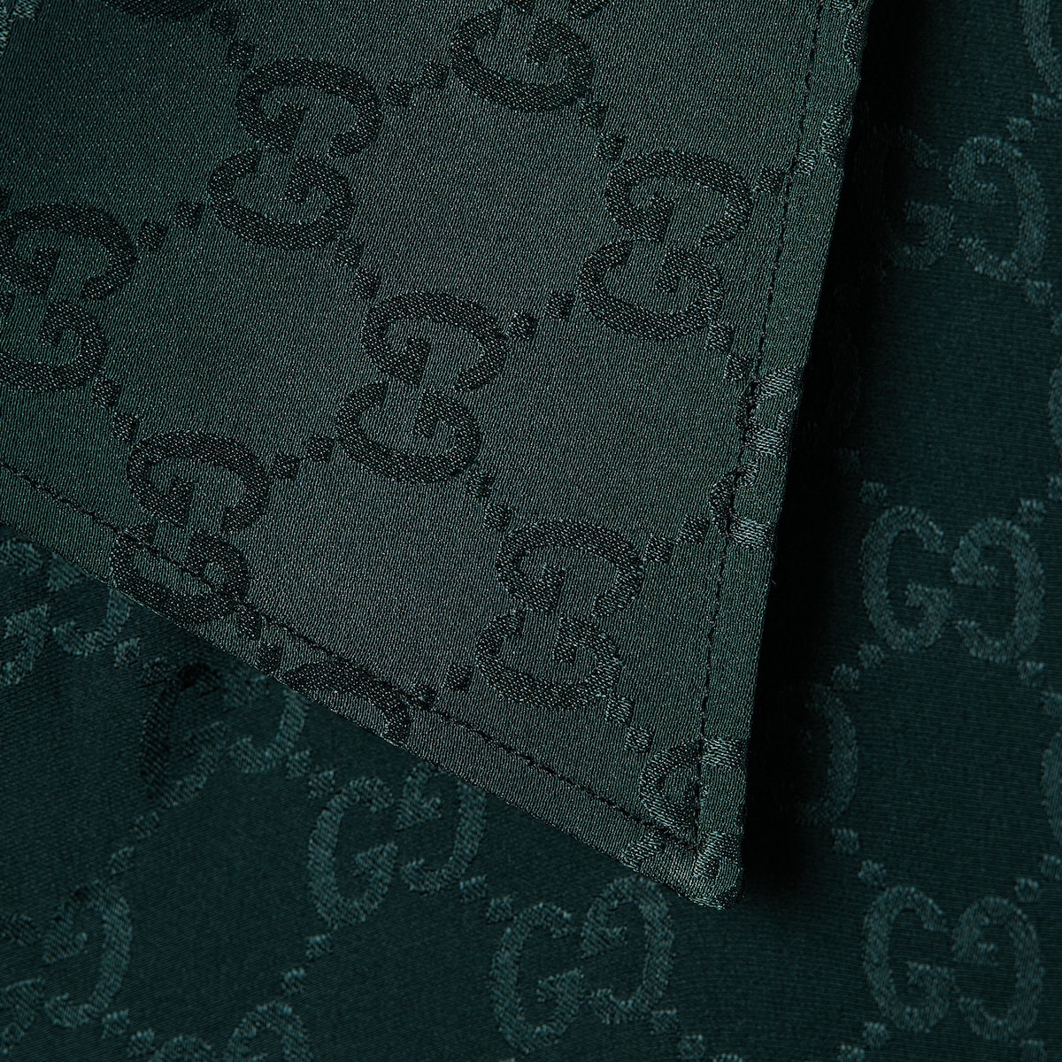 GG silk jacquard shirt in dark green | GUCCI® US