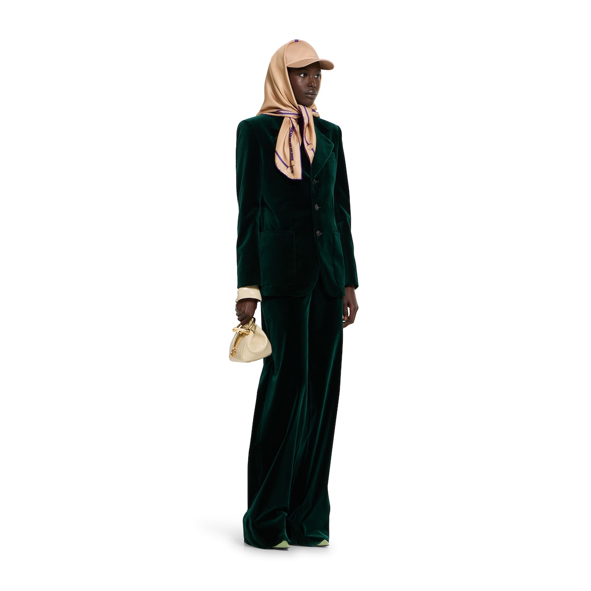 Stretch cotton velvet jacket in dark green | GUCCI® US