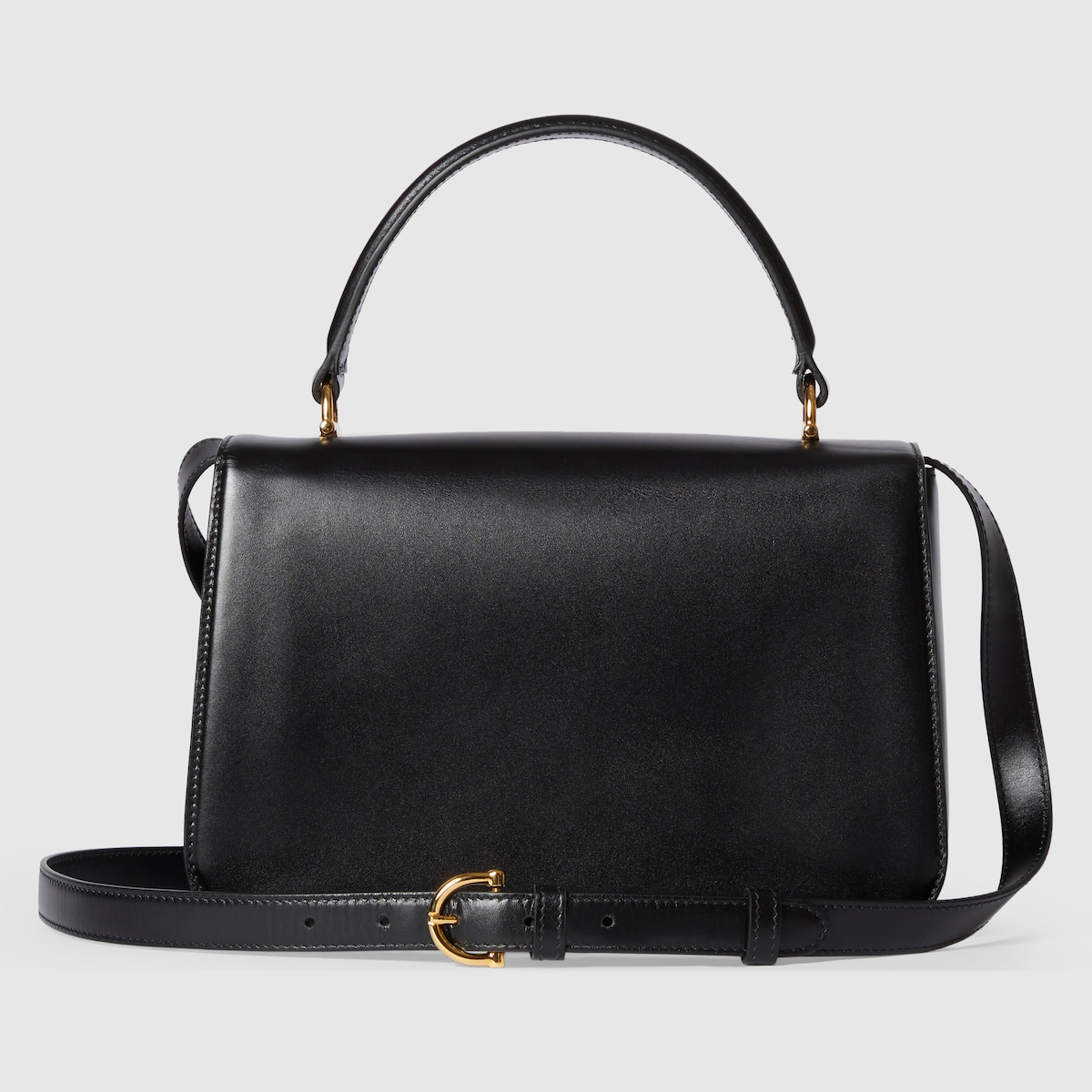 【超希少・美品✨】グッチ　ハンドバッグ　ガンチーニ　ゴールド金具　レザー　黒 グッチ シエナ〕ミディアム トップハンドルバッグ ・ブラック レザー
