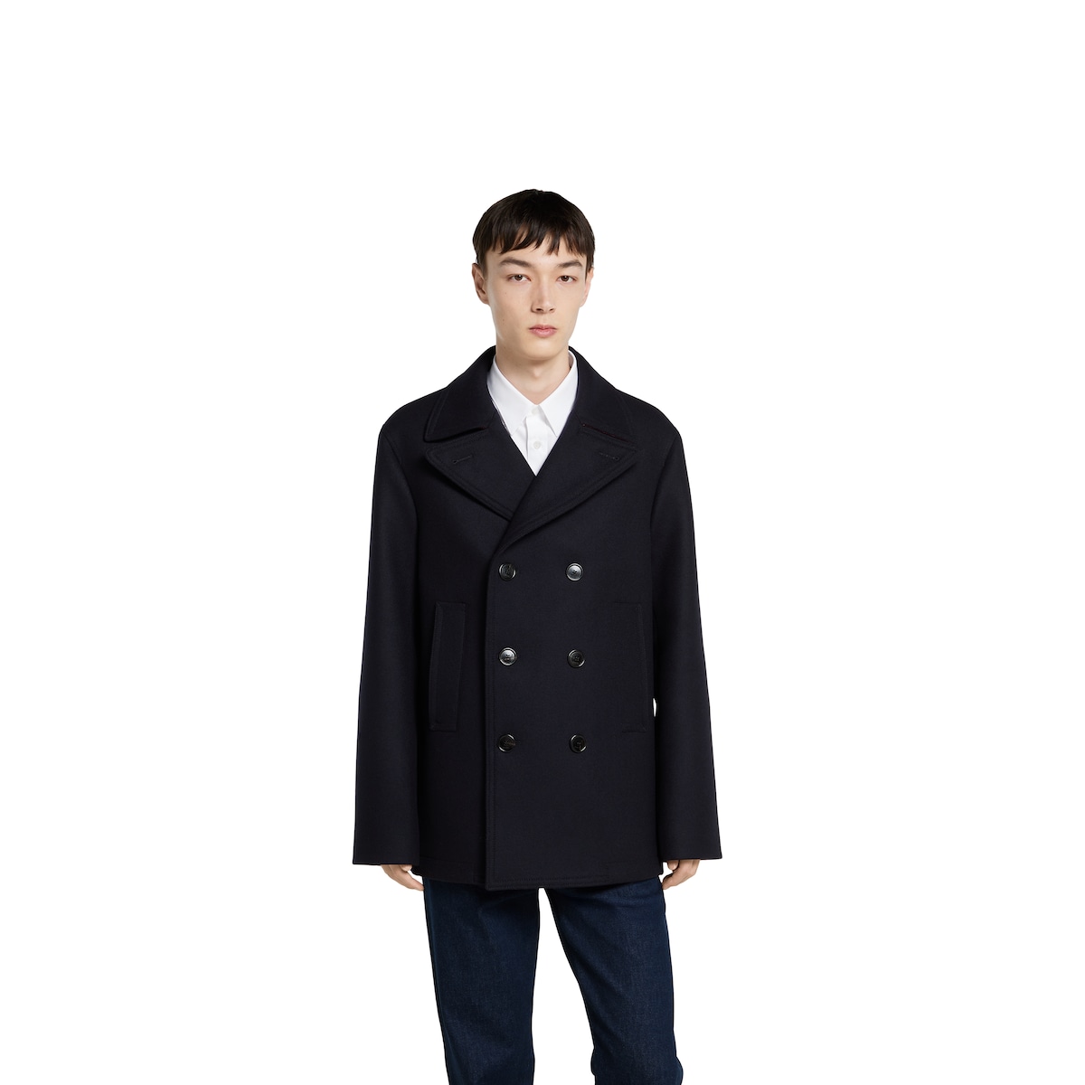Batavia wool coat in dark blue | GUCCI® US