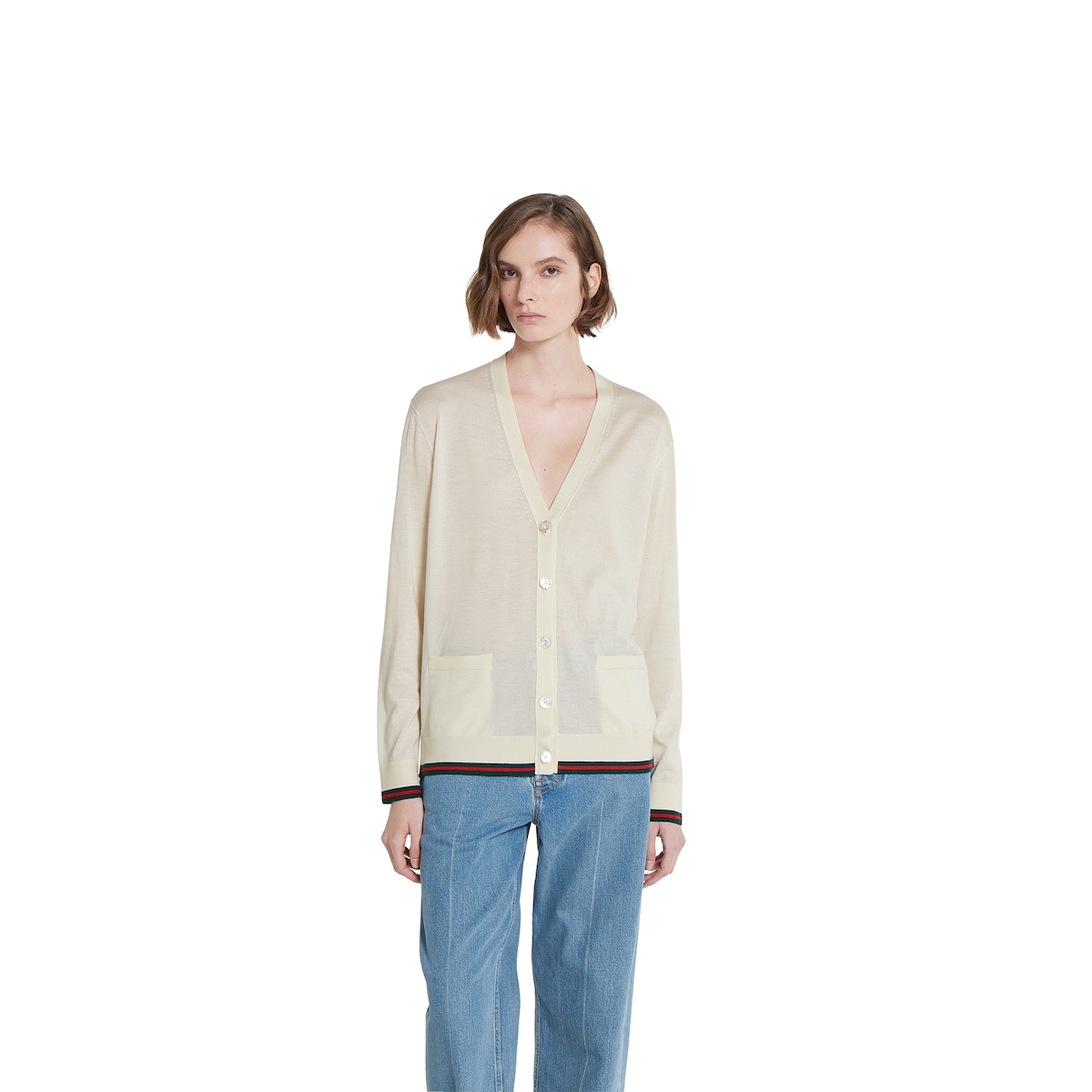 エクストラファインカシミアシルク カーディガン ・ホワイト | GUCCI公式