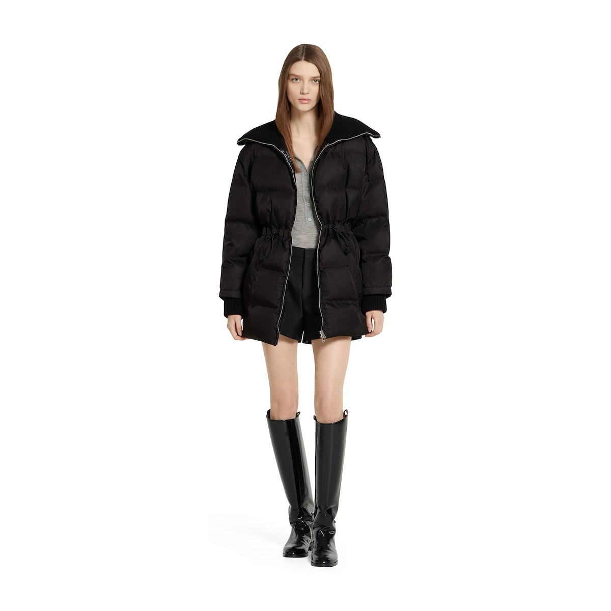 Gabardine fine nylon jacket with logo in black - thumbnail 6