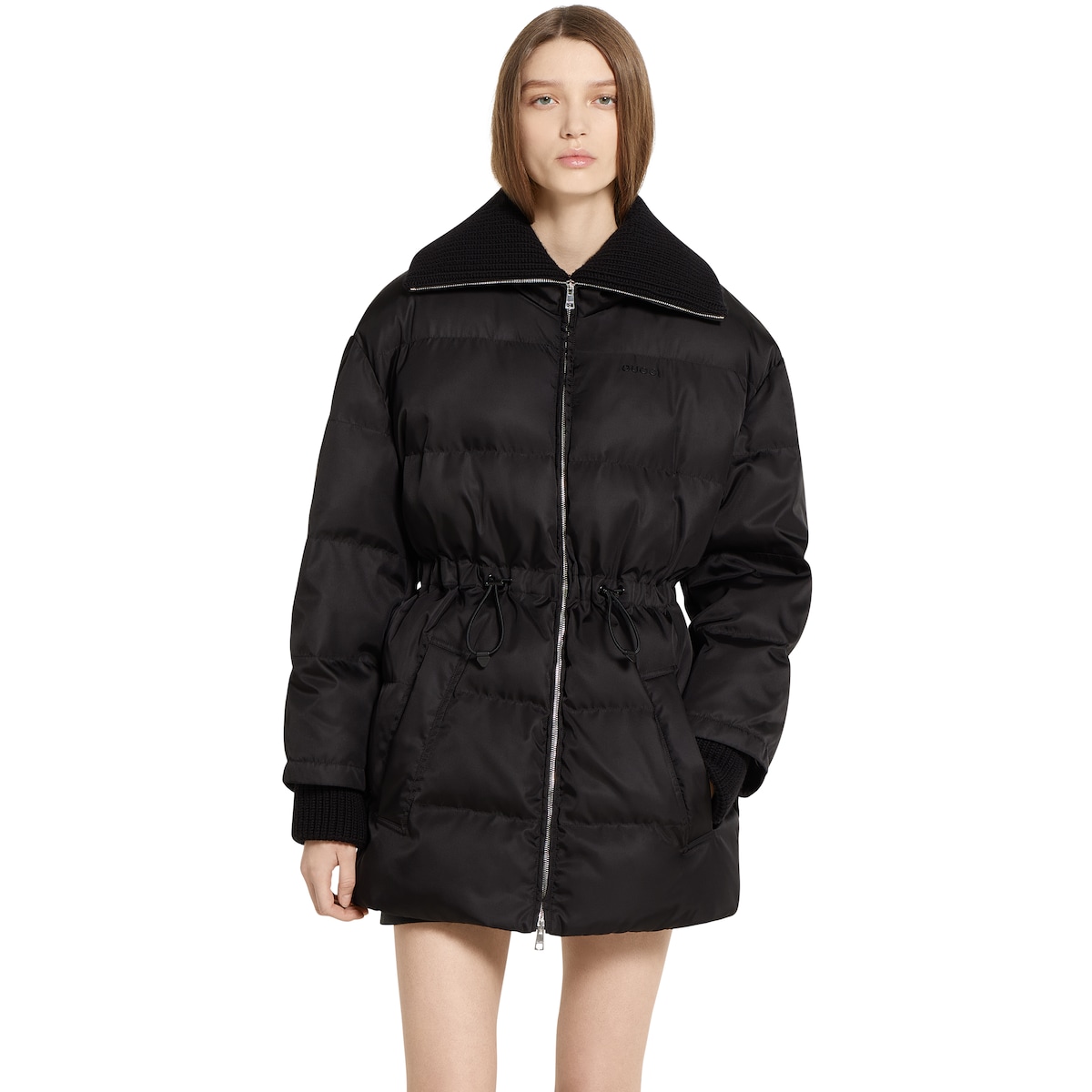 Gabardine fine nylon jacket with logo in black | GUCCI® US