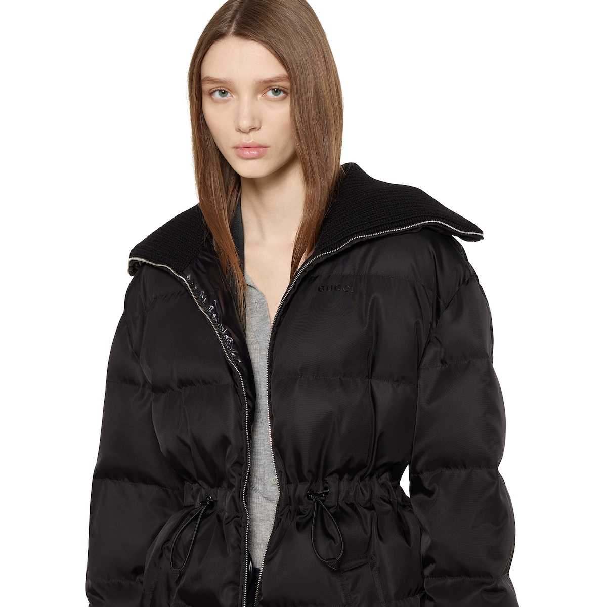 Gabardine fine nylon jacket with logo in black - thumbnail 3