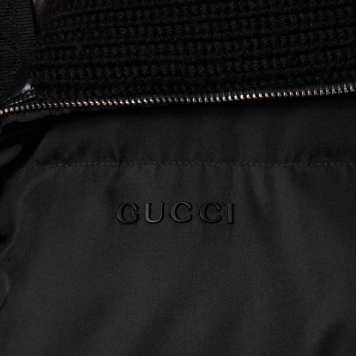 Gabardine fine nylon jacket with logo in black