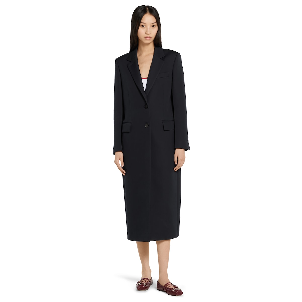 Double wool coat in navy | GUCCI® US