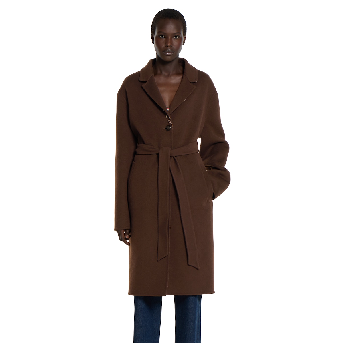 Reversible silk wool coat in brown | GUCCI® US