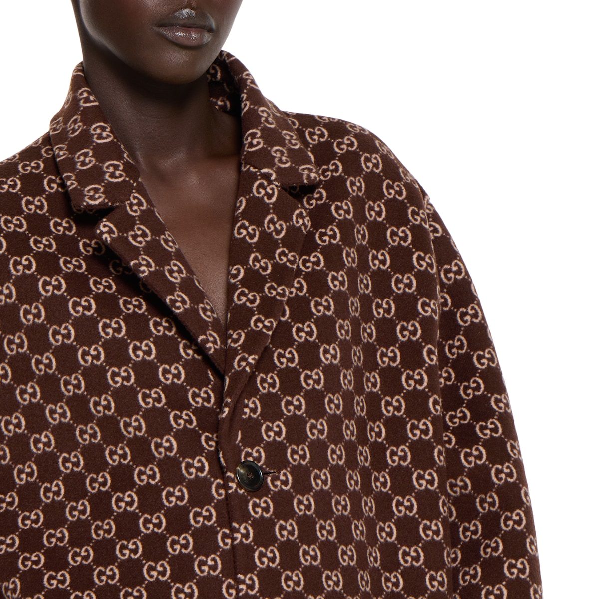 Reversible silk wool coat in brown | GUCCI® US