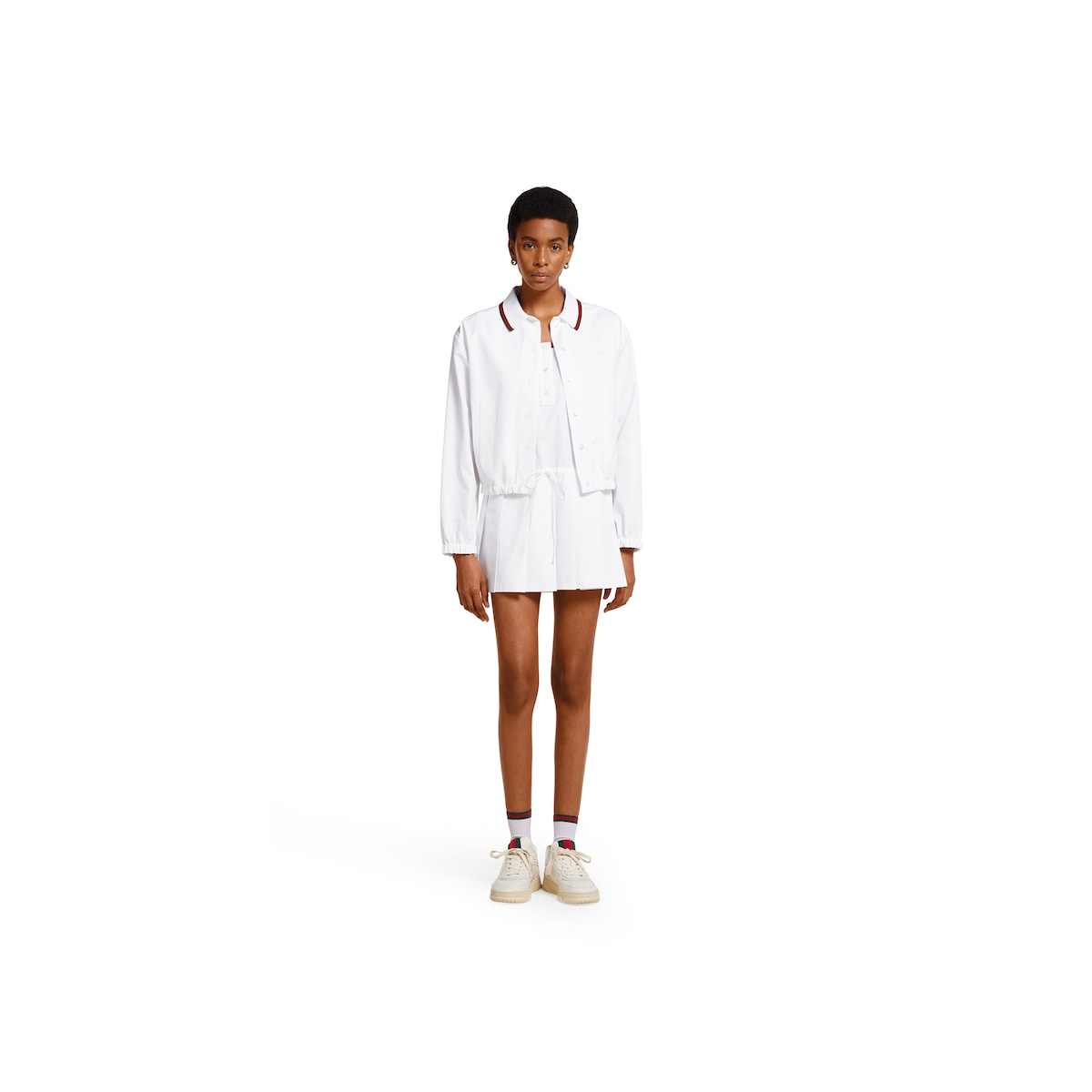Cotton poplin dress with Web in white | GUCCI® US