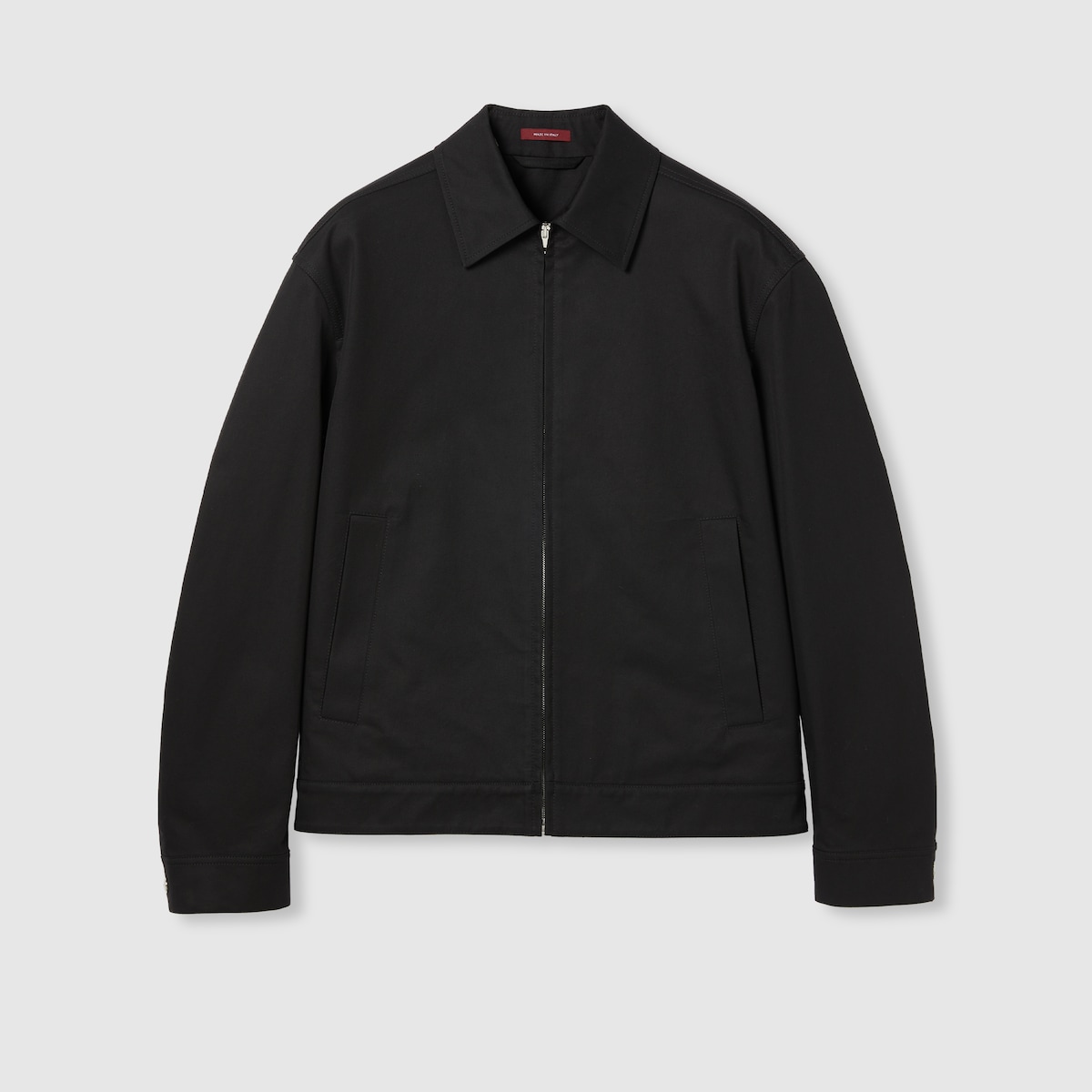 Cotton Twill Jacket with Web Detail in Black