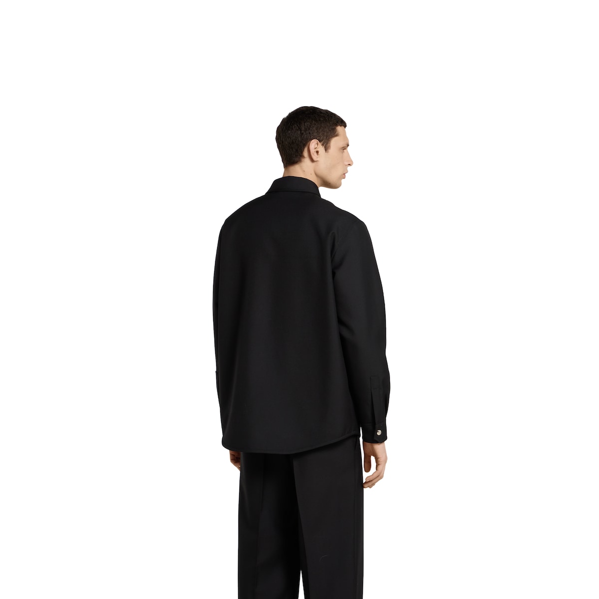 Wool twill zip overshirt in black | GUCCI® US