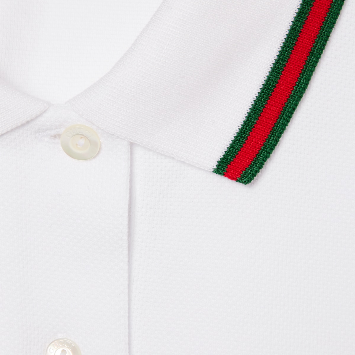 Cotton piquet polo shirt with Web in white | GUCCI® US