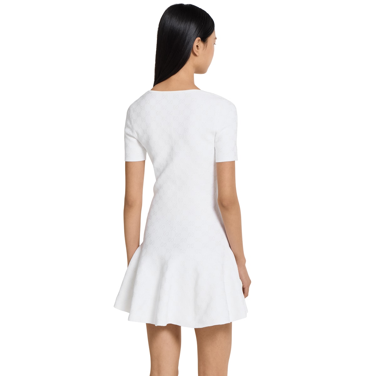 Stretch GG jacquard dress in white | GUCCI® CA