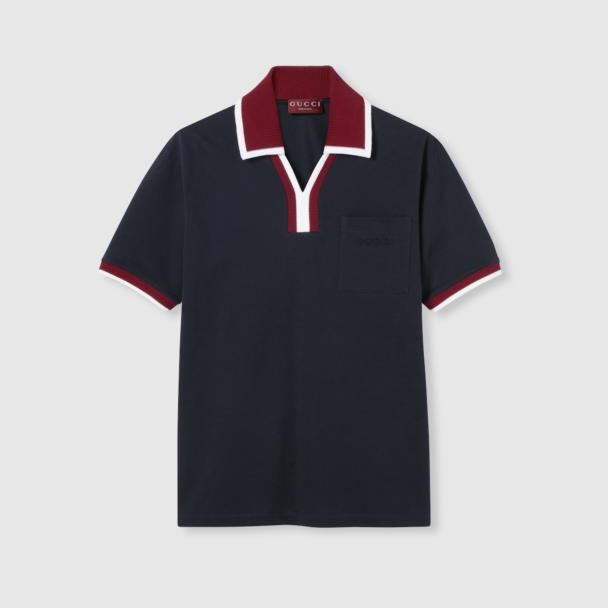Cotton piquet polo shirt in navy | GUCCI® US