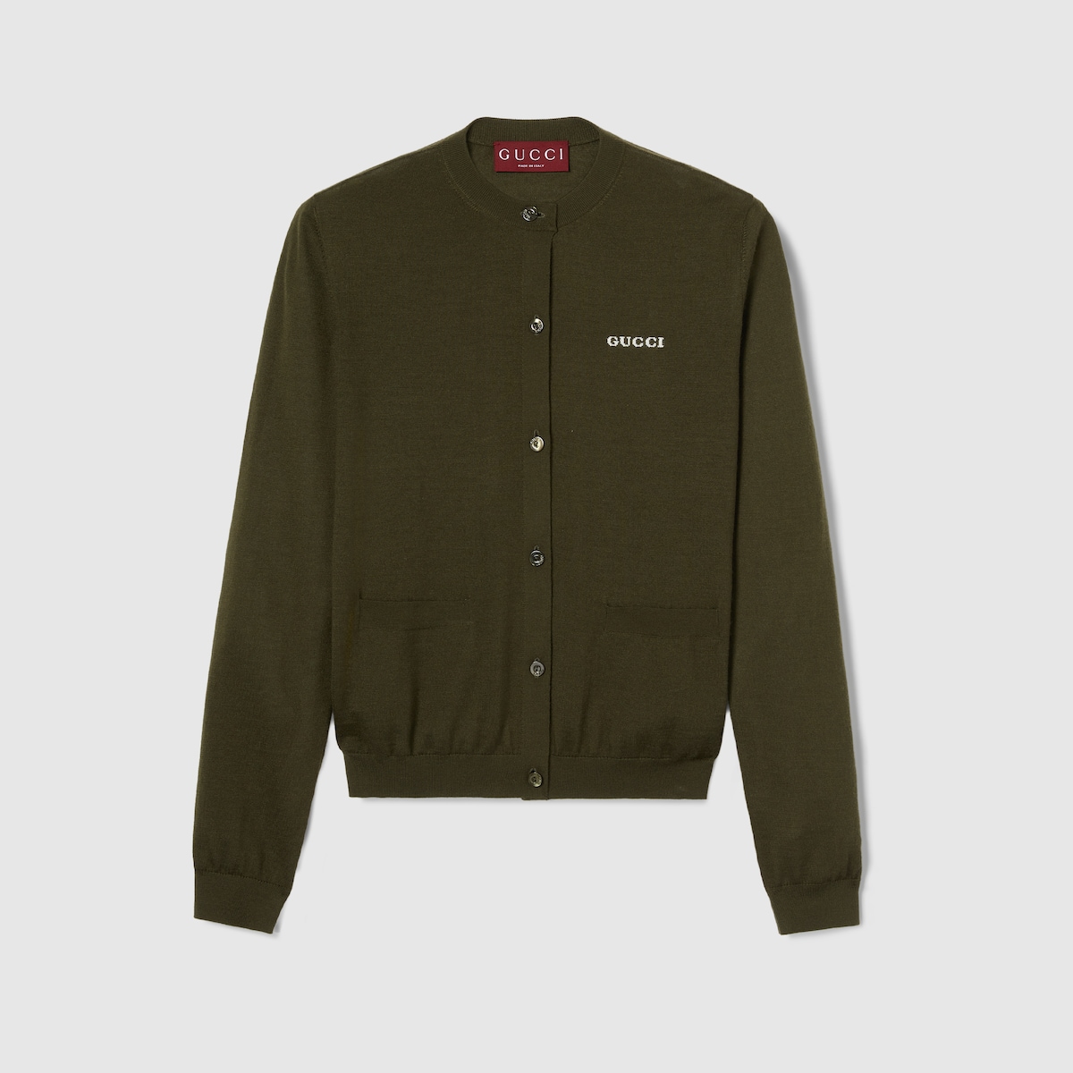 Cashmere silk cardigan in forest green | GUCCI® US