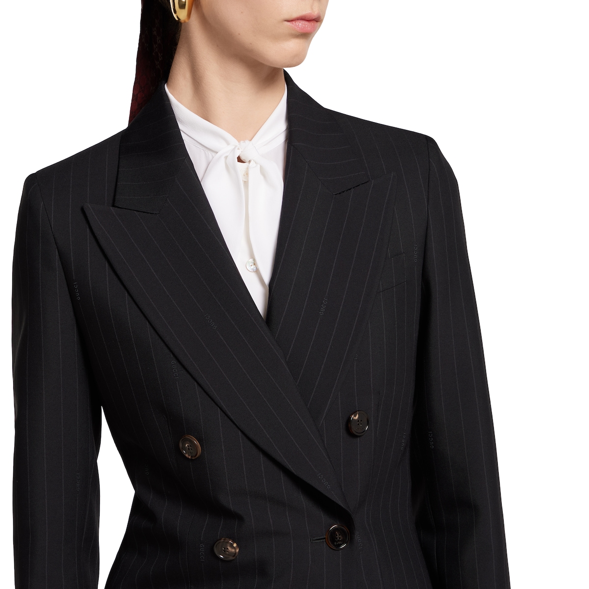 Pinstripe Gucci wool jacquard jacket in black