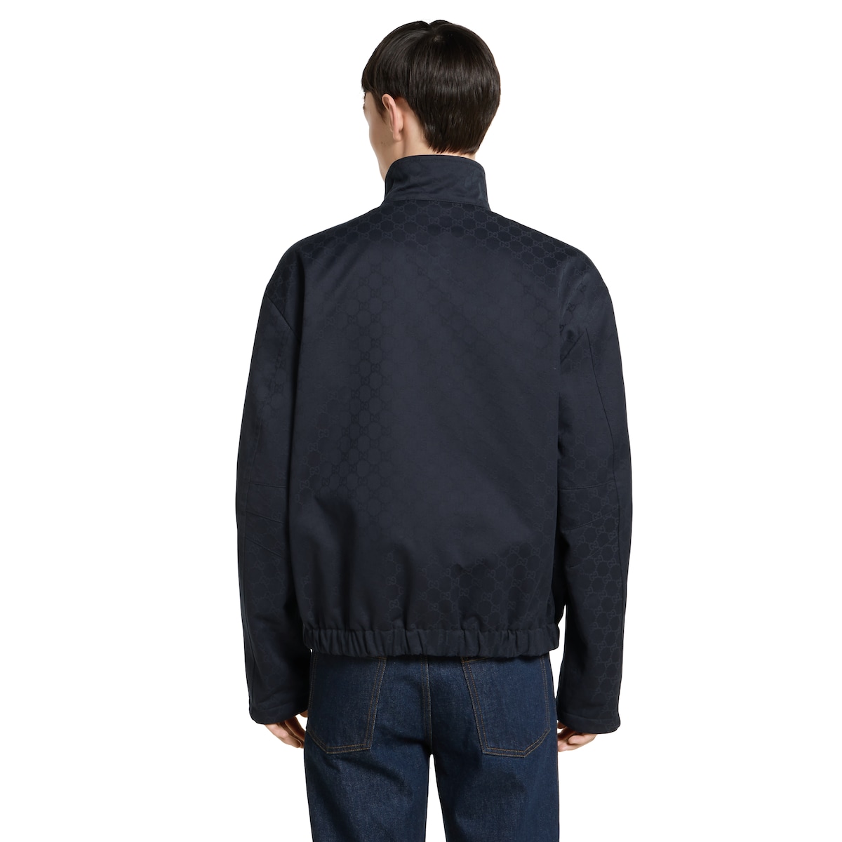 リバーシブル コットンギャバジン ジップジャケット ・ダークブルー