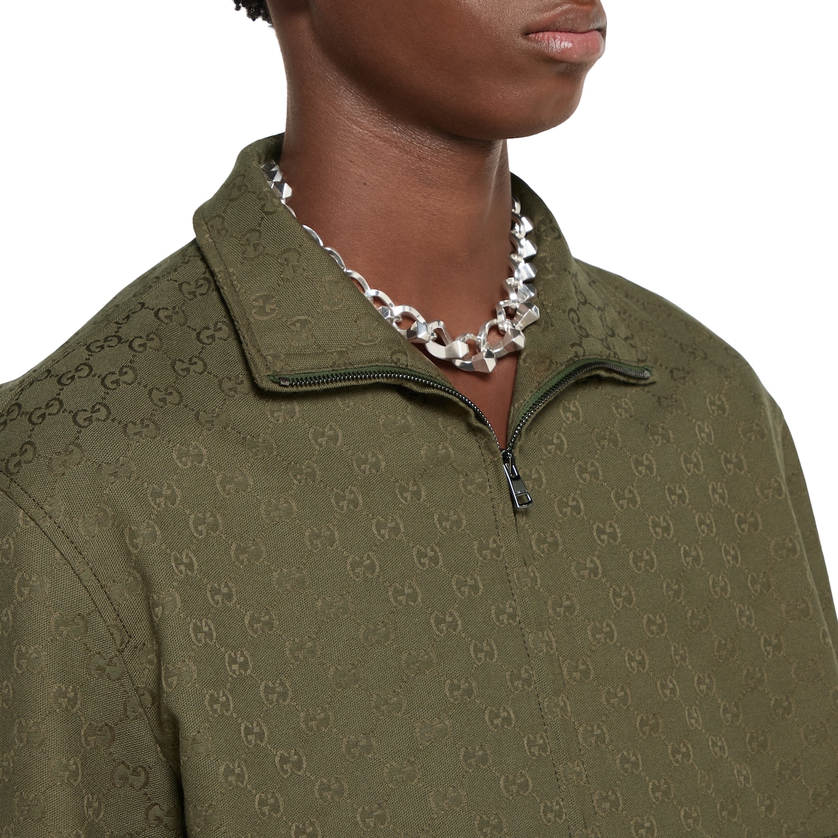 GG canvas bomber jacket in forest green | GUCCI® US