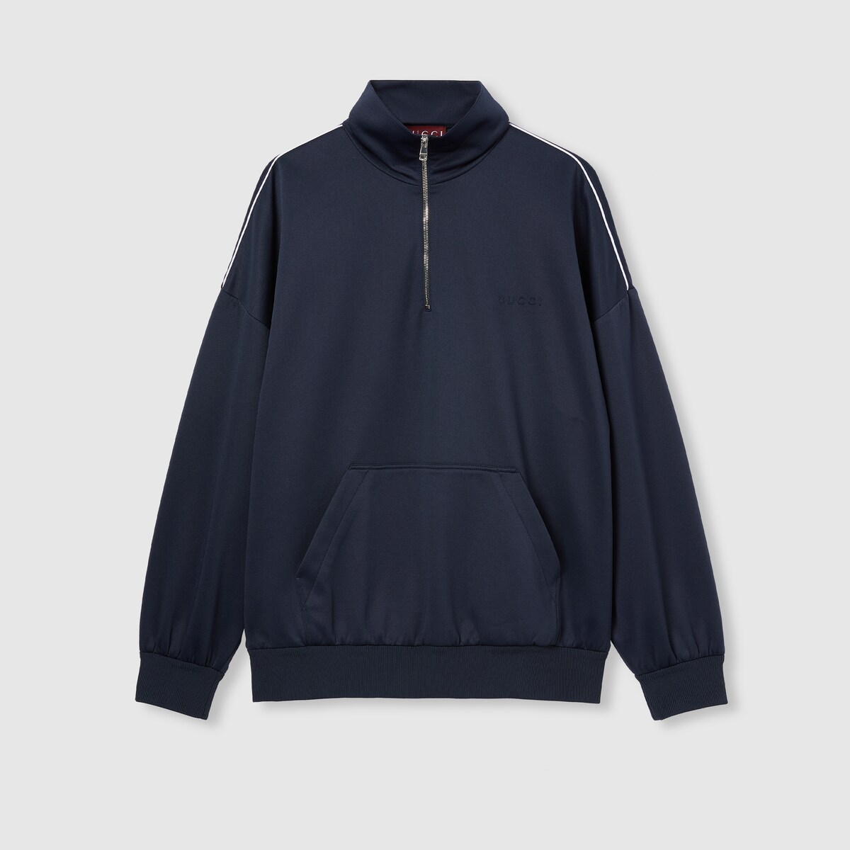 Technical jersey sweatshirt with embossed logo in navy | GUCCI® US