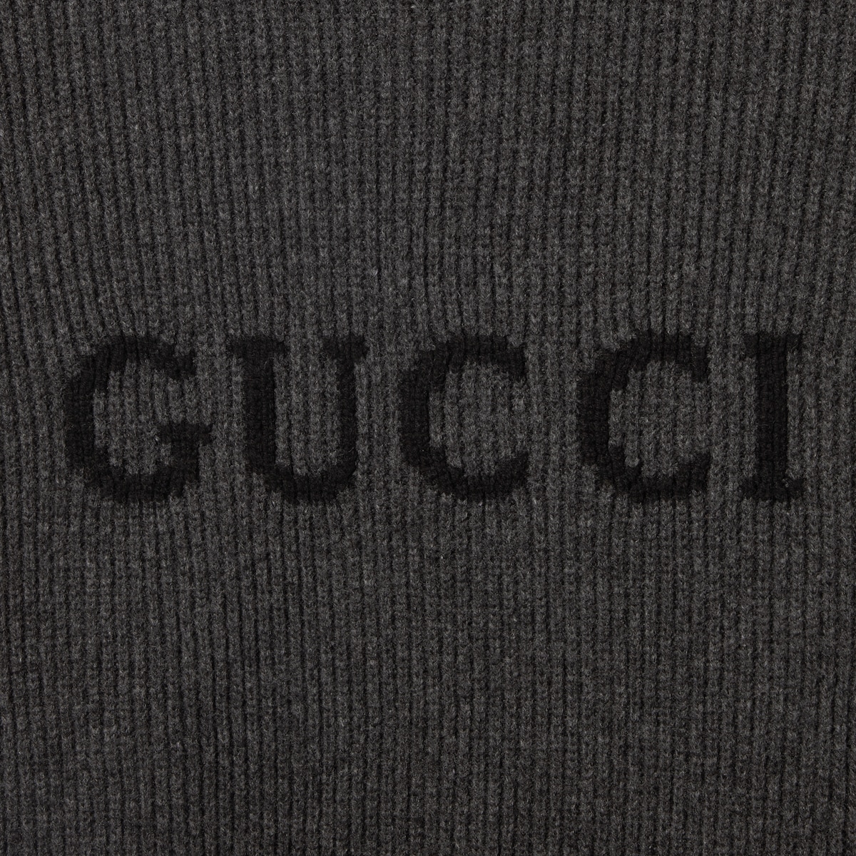 GUCCI ダークグレー リブニットセーター S ウールカシミア リブニット セーター ・ダークグレー＆ブラック