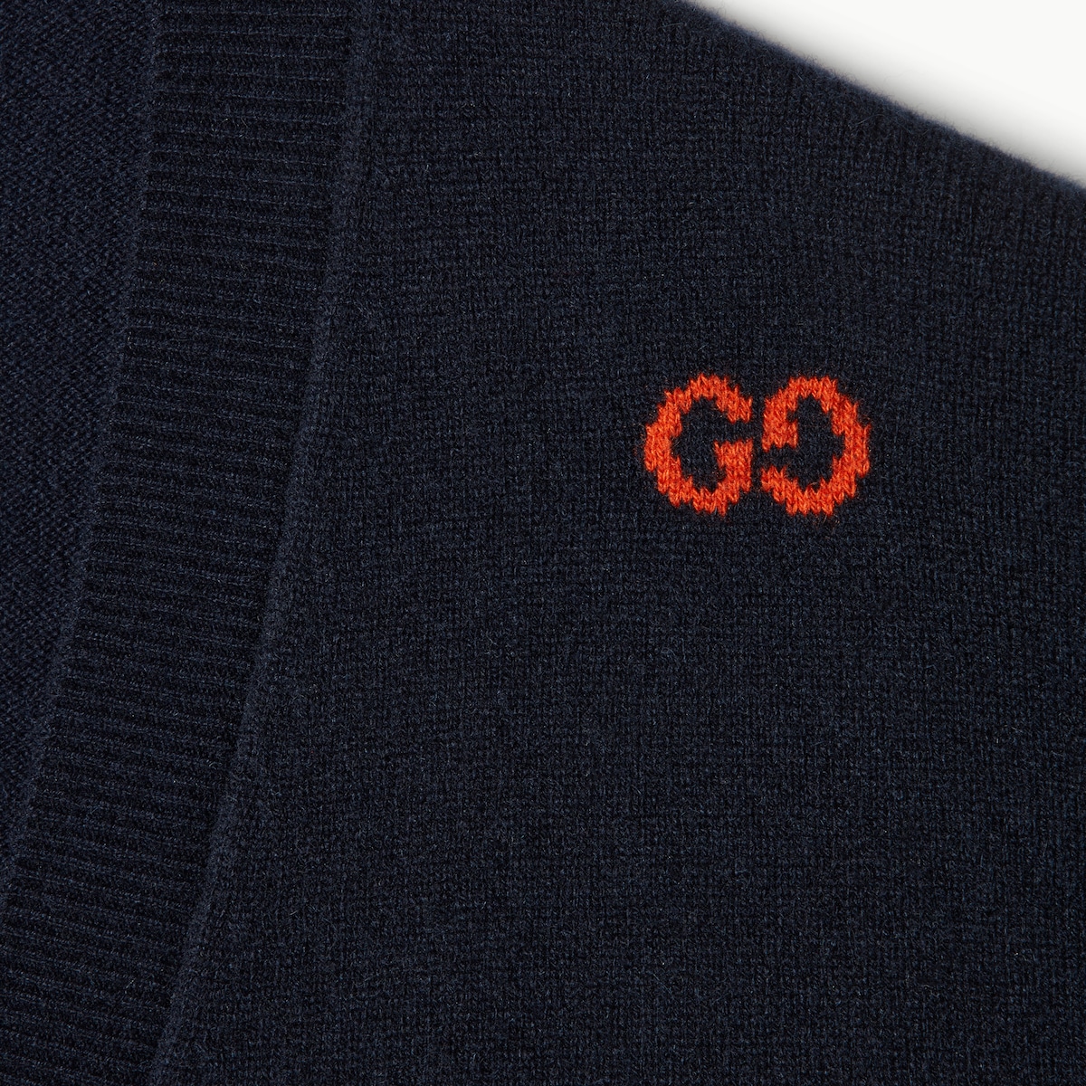 Fine cashmere cardigan with intarsia in navy | GUCCI® CA