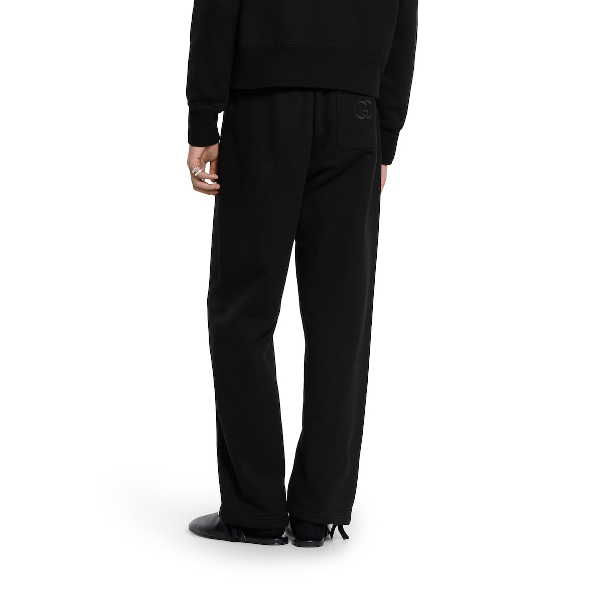 Brushed cotton jersey jogging pant in black | GUCCI® US
