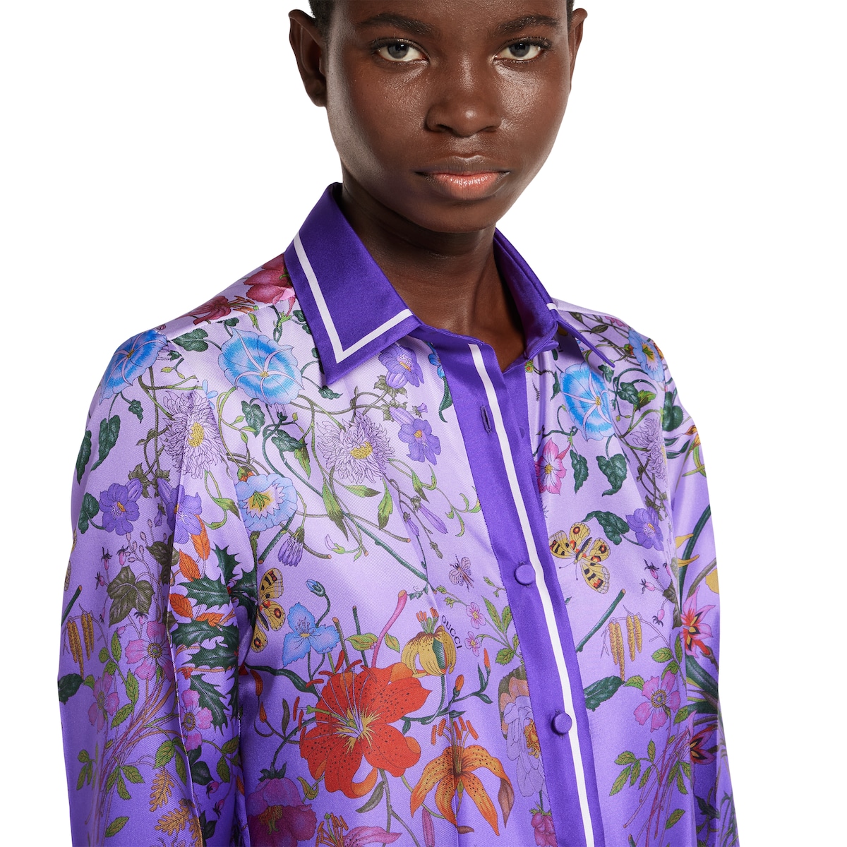 GUCCI パープルシャツ 中古・古着通販】GUCCI (グッチ) バタフライシルクシャツ