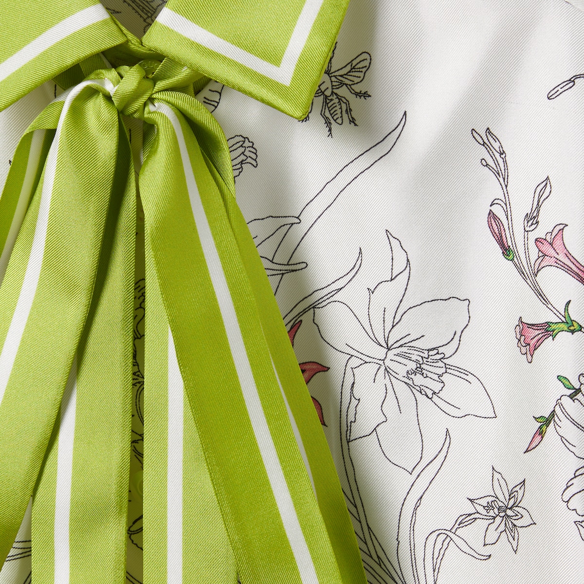 グッチ　ブラウス　36 Printed silk shirt in white and multicolor | GUCCI® US