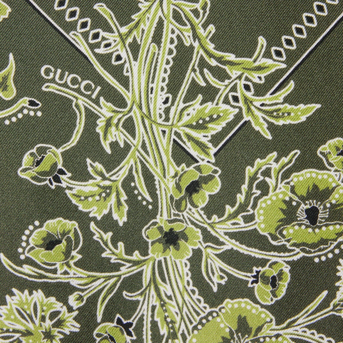 Printed silk twill skirt in forest green | GUCCI® US