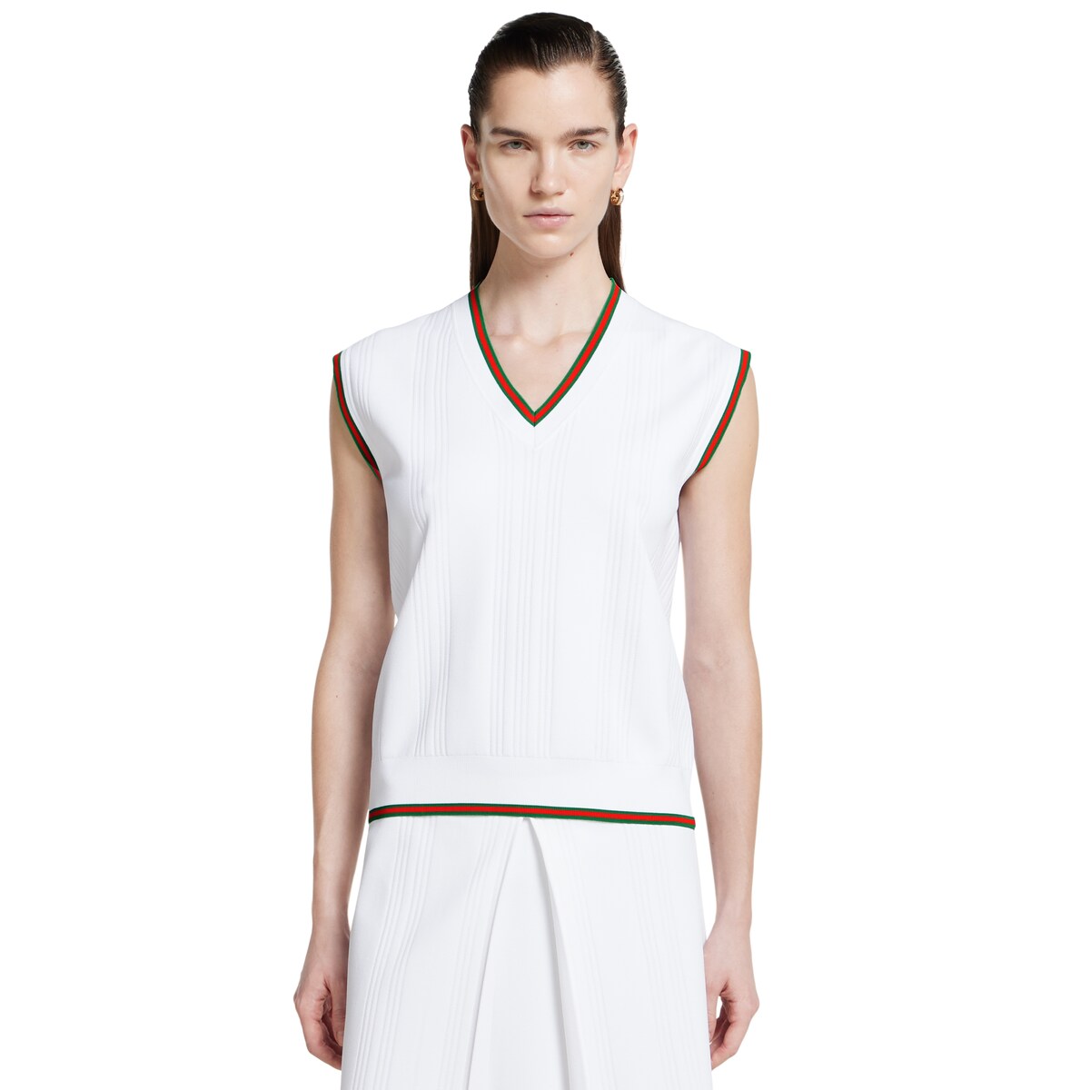 トップス Gucci knitted vest NWT Red GUCCI Vest GG cotton knit vest GG cotton jacquard