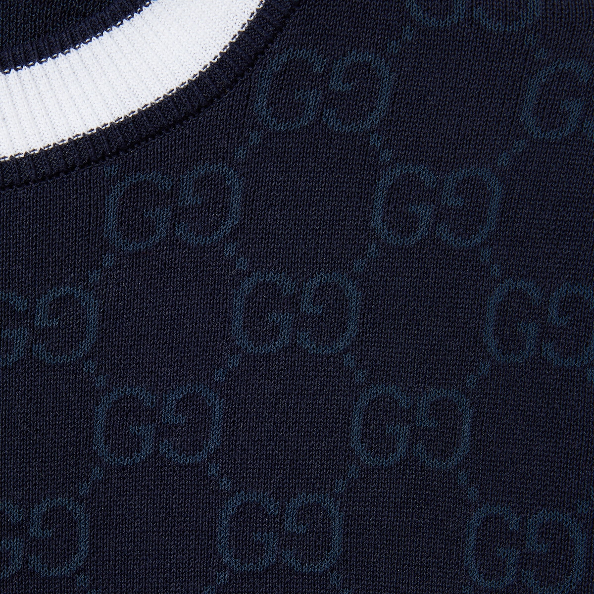 GG fine cotton jacquard top in navy and white | GUCCI® US
