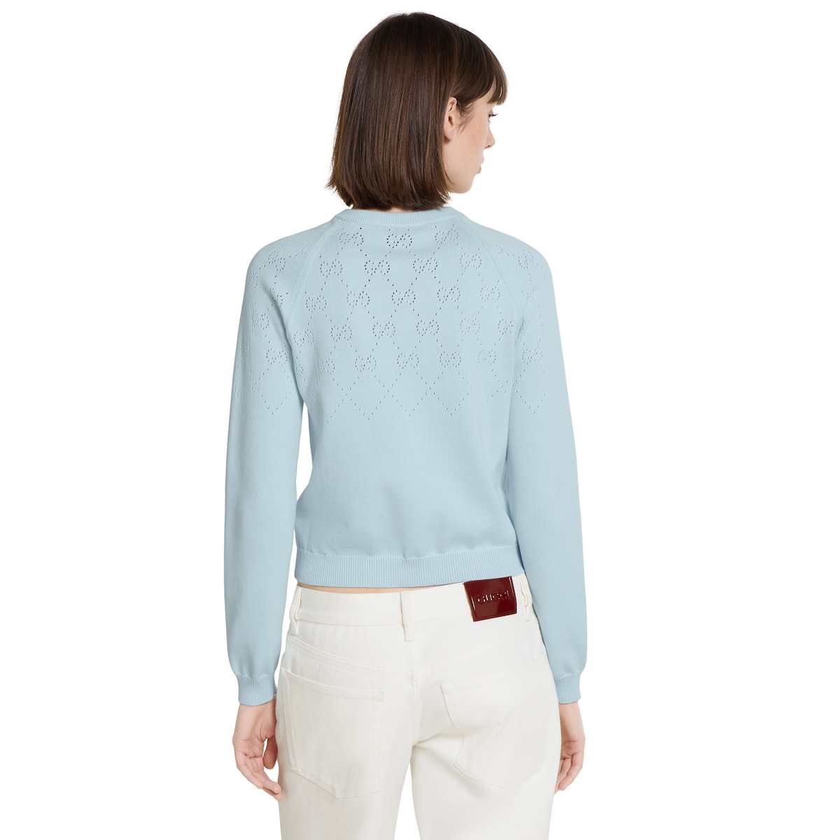 GG cotton cardigan in pale blue | GUCCI® US