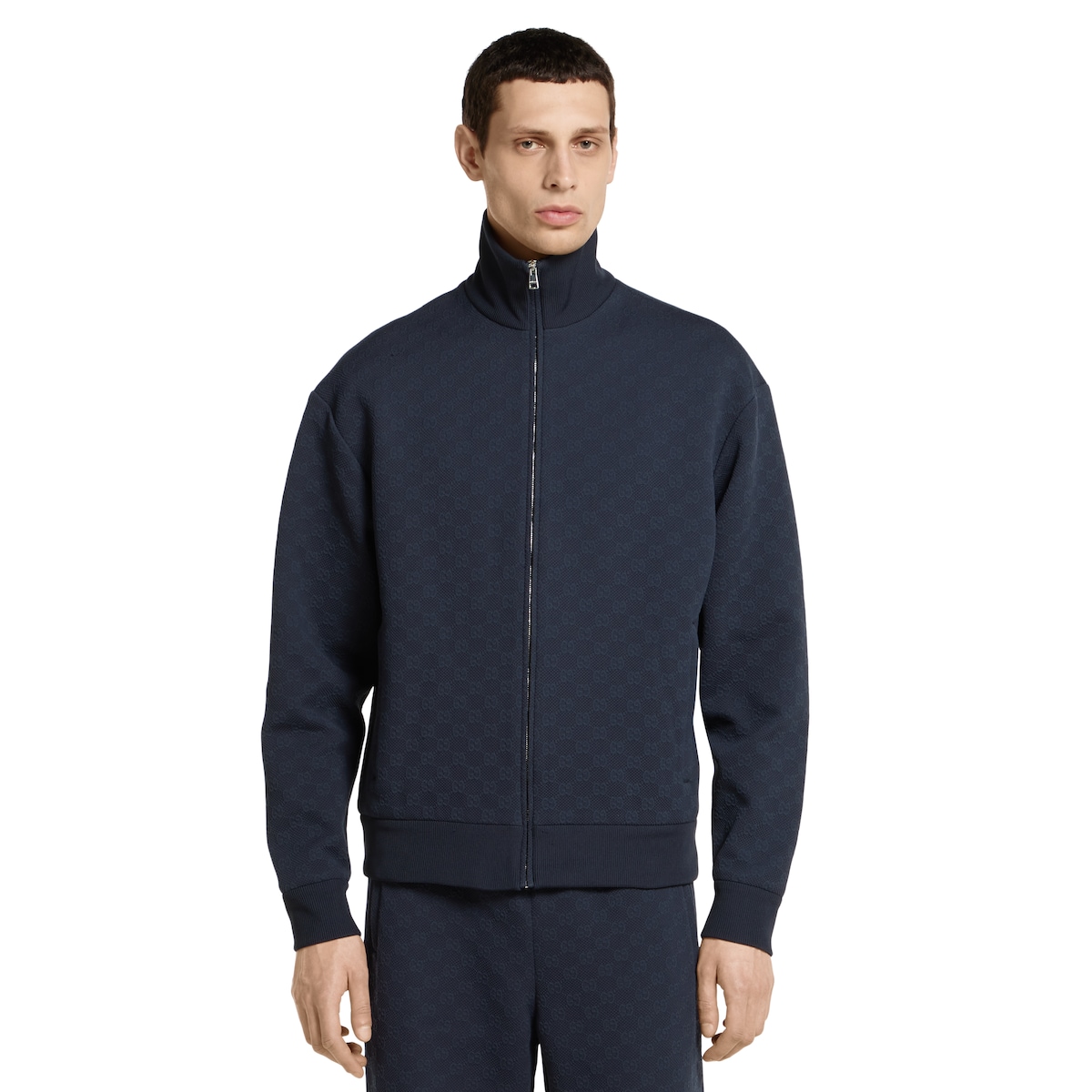 GG technical jersey zip jacket in navy | GUCCI® PT