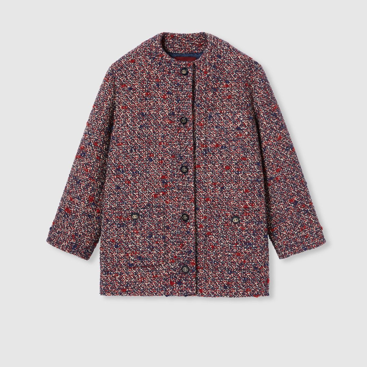 Wool bouclé jacket in blue and red | GUCCI® US Wool bouclé jacket in blue and red | GUCCI® US