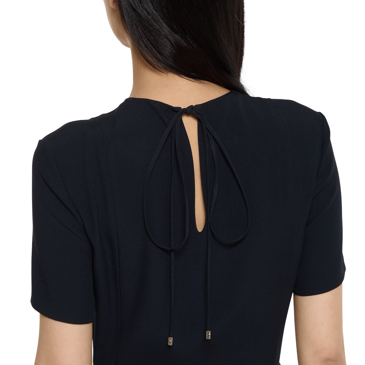 Satin dress with Double G belt in black | GUCCI® US