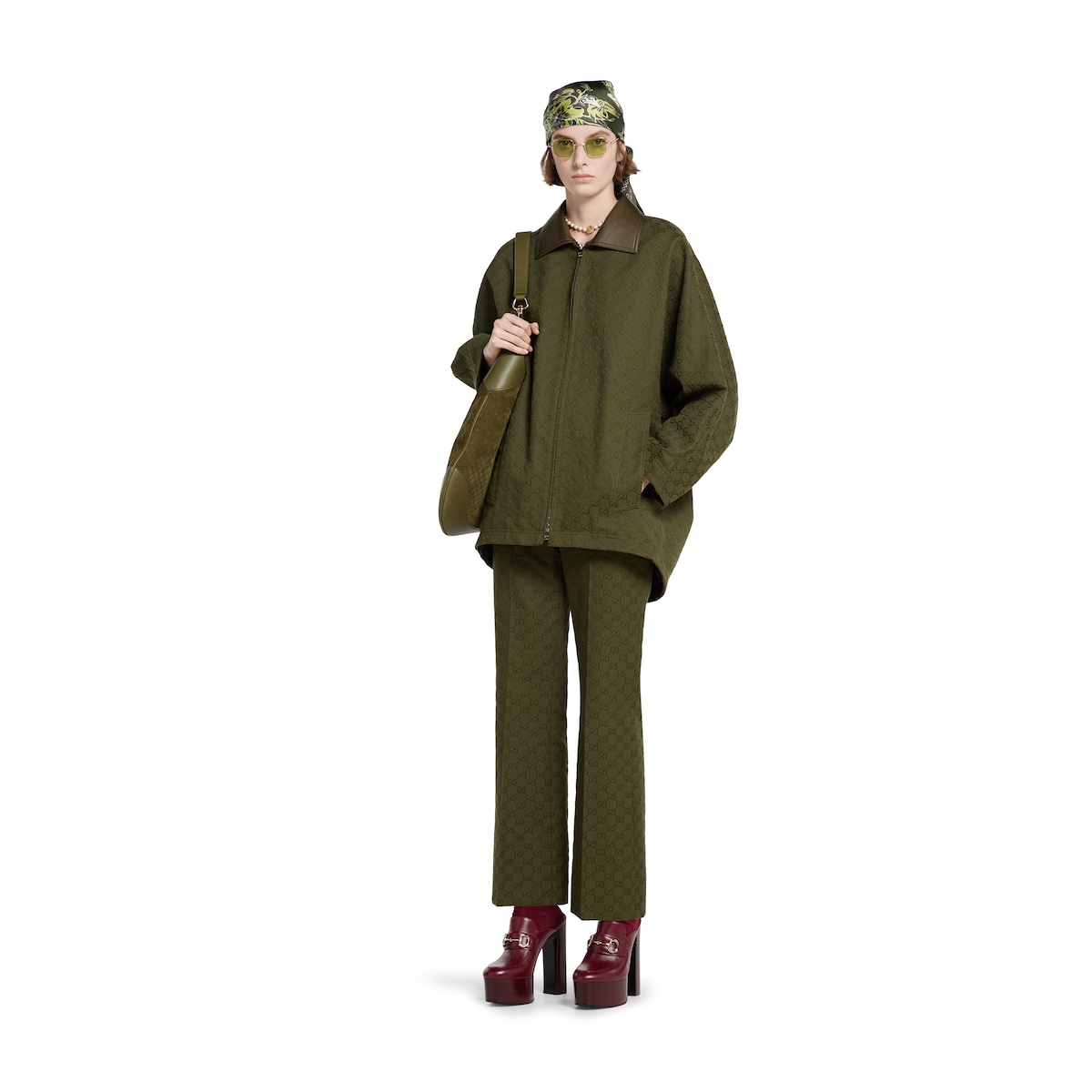 GG canvas pants in forest green | GUCCI® US