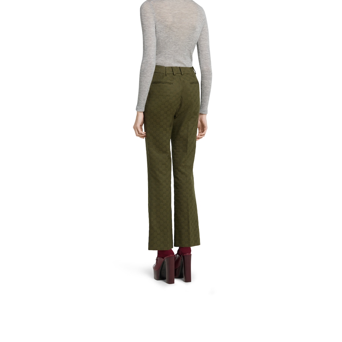 GG canvas pants in forest green | GUCCI® US