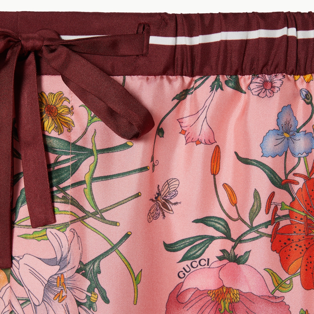 Printed silk pants in pink and rosso ancora red | GUCCI® US
