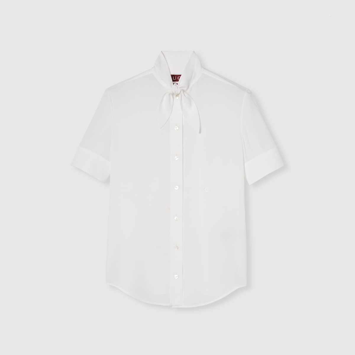 Silk crêpe de chine shirt with embroidery in white | GUCCI® US