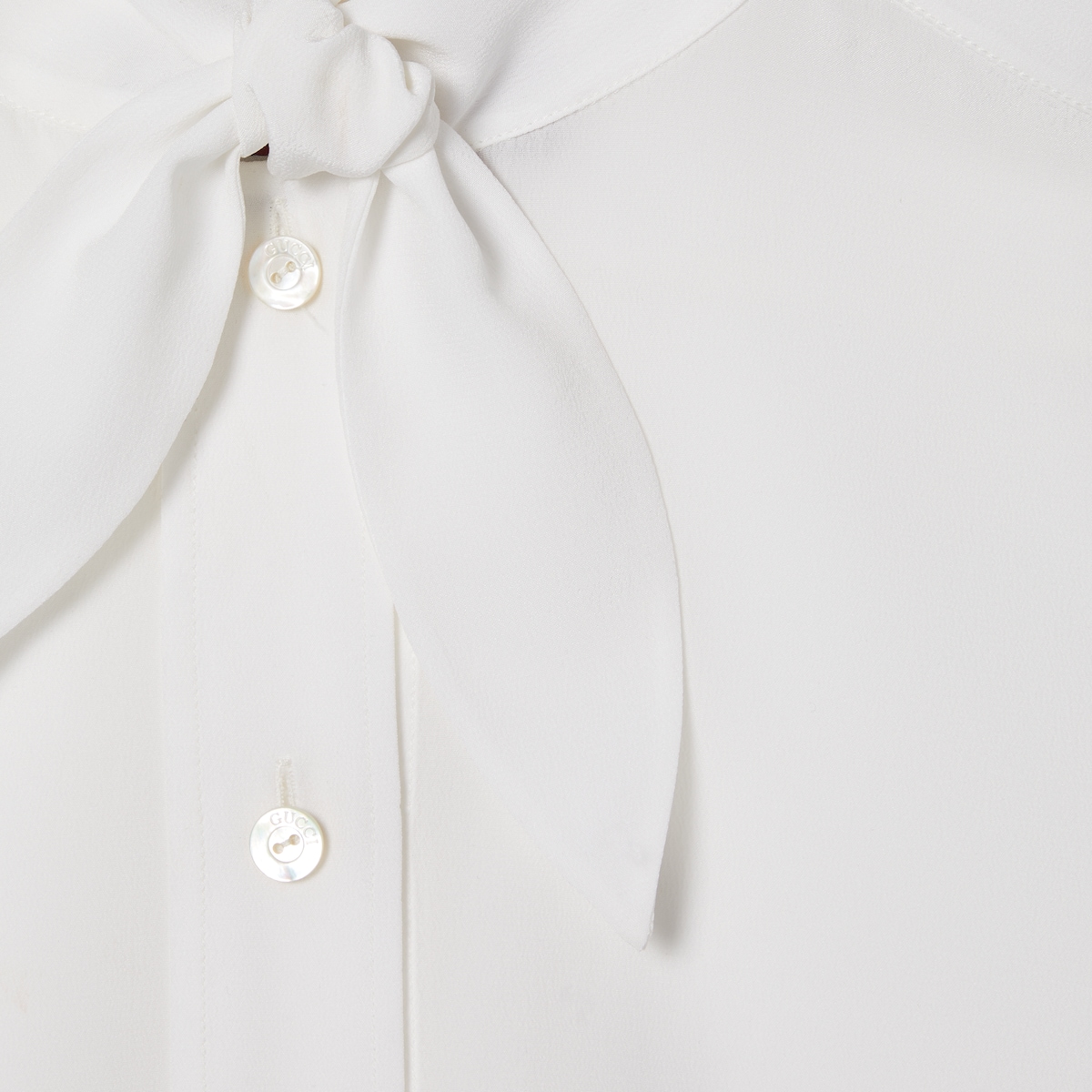 Silk crêpe de chine shirt with embroidery in white | GUCCI® US