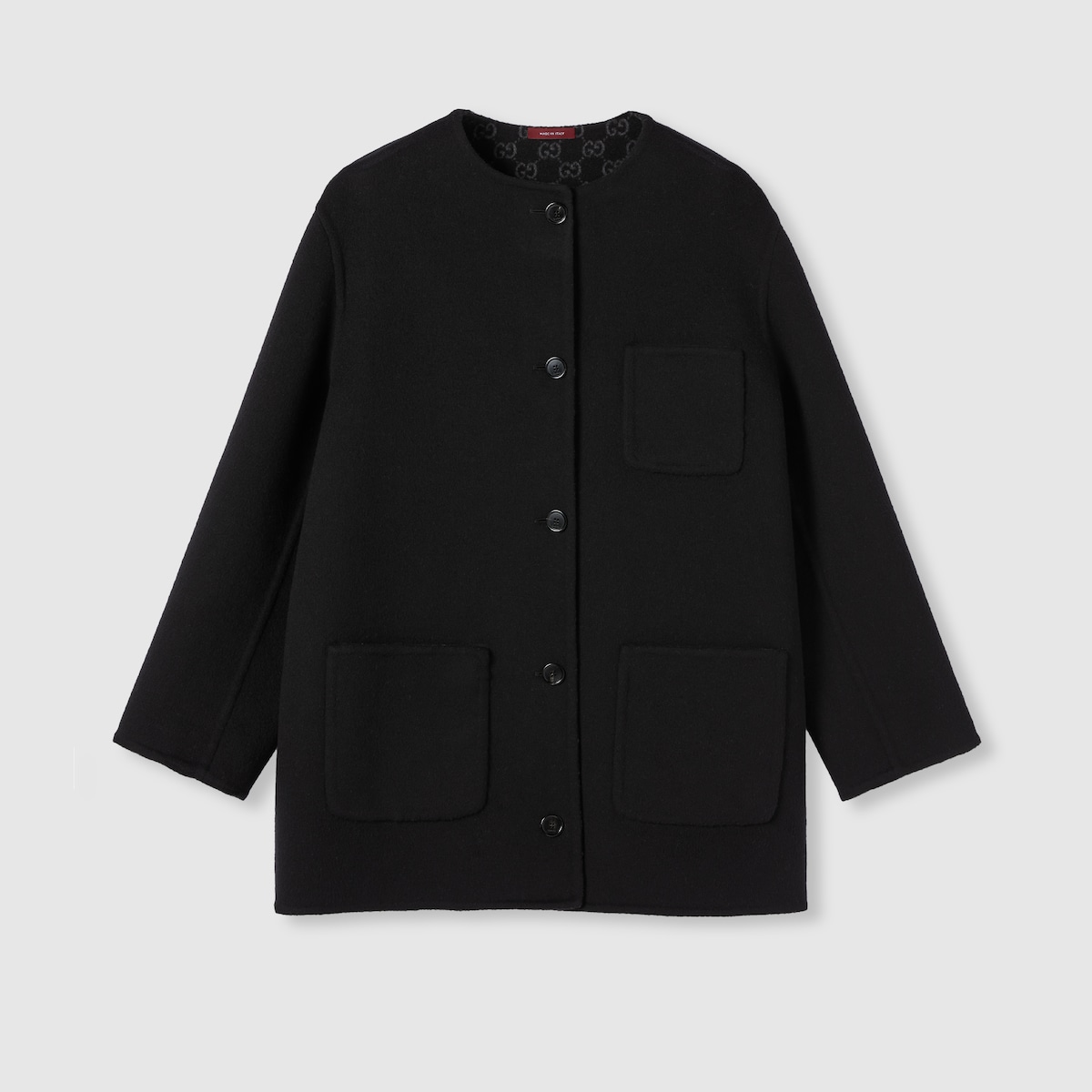 Reversible wool silk jacket in black and grey - thumbnail 8