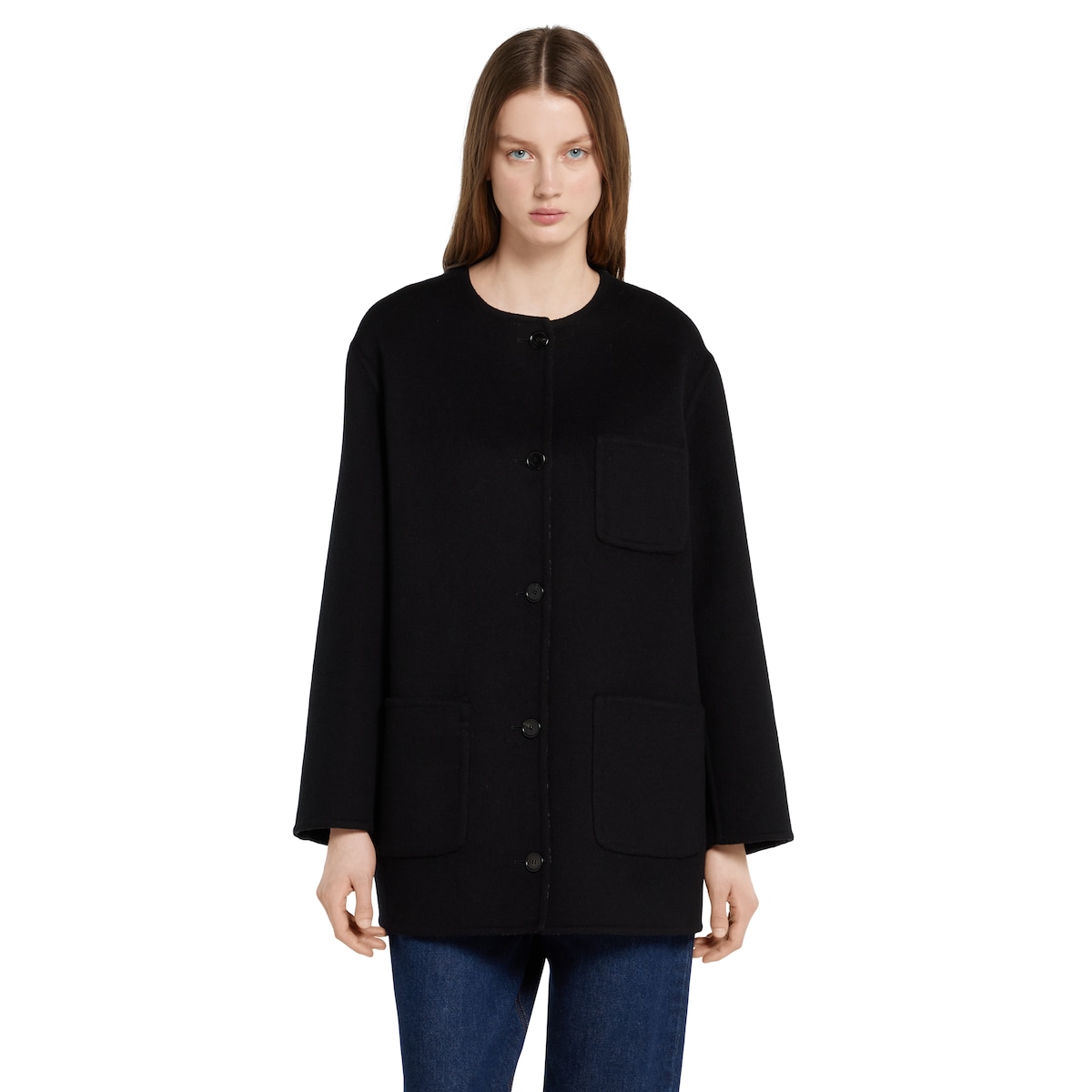 Reversible wool silk jacket in black and grey - thumbnail 6