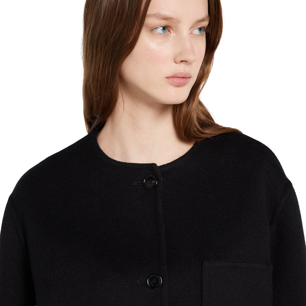 Reversible wool silk jacket in black and grey - thumbnail 3