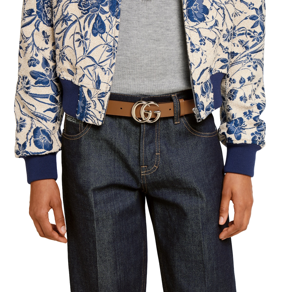 ダブルG スリムベルト ・ブラウン レザー | GUCCI公式