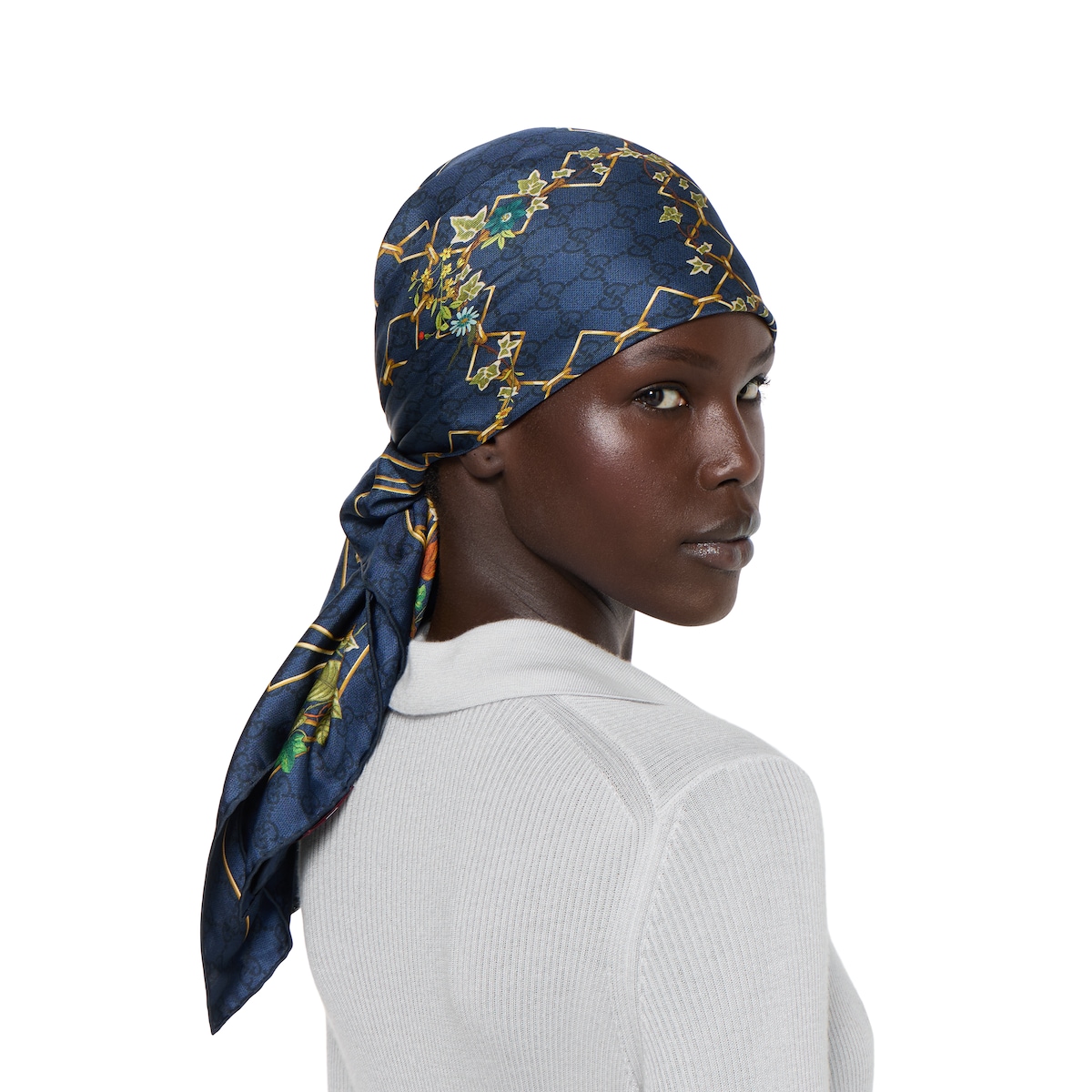 プリント シルクツイル スカーフ ・ダークブルー | GUCCI公式